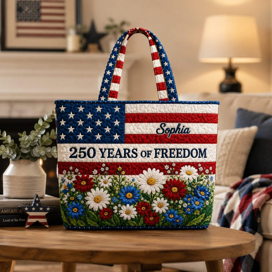 250 Years Of Freedom Flower Garden – Quilted Tote Bag