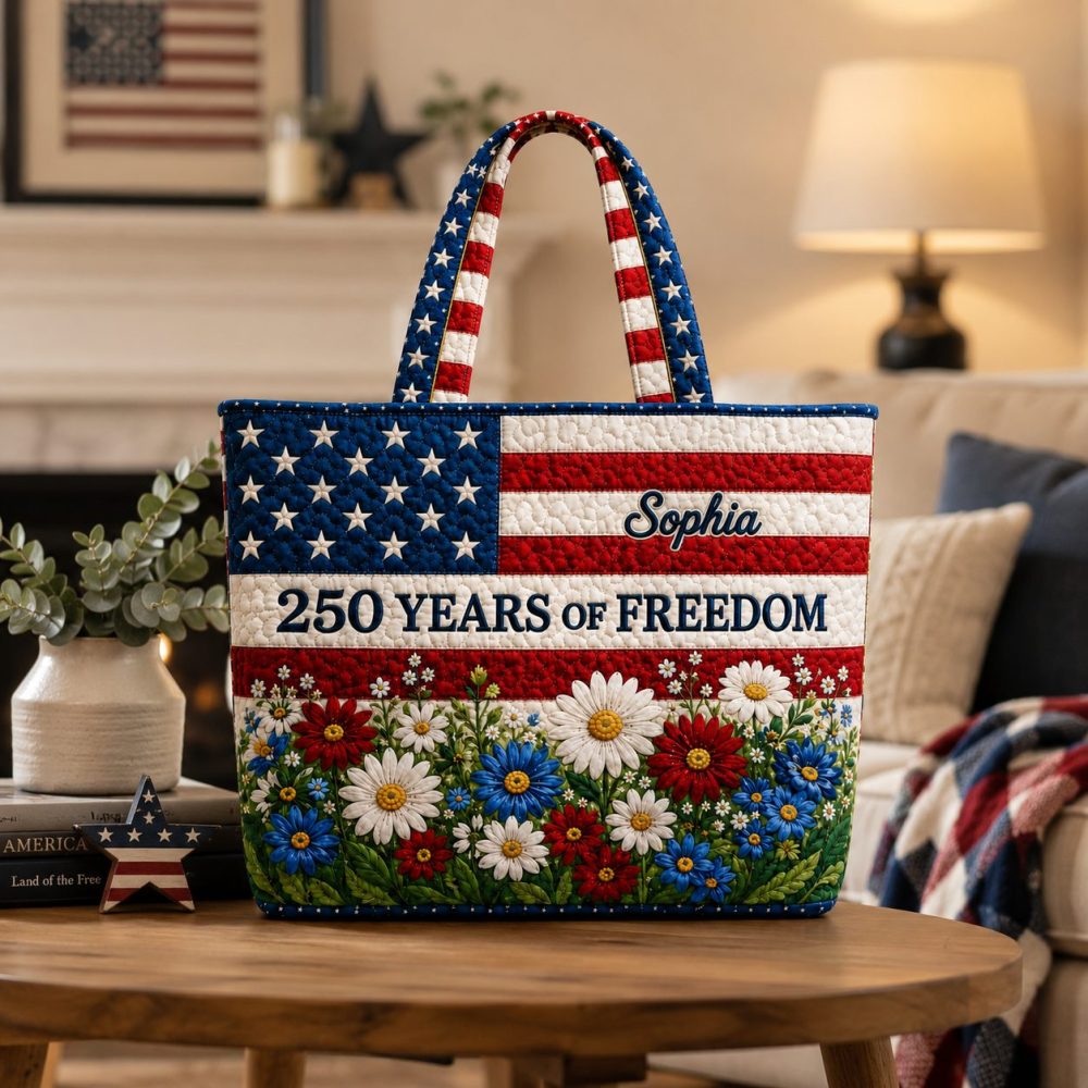250 Years Of Freedom Flower Garden – Quilted Tote Bag