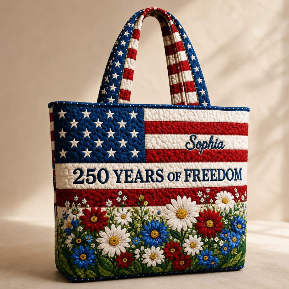 250 Years Of Freedom Flower Garden – Quilted Tote Bag