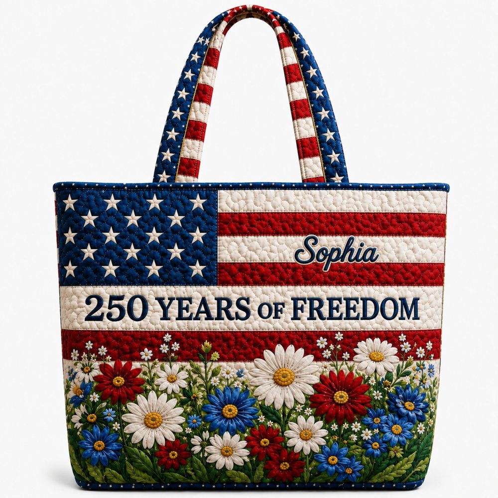 250 Years Of Freedom Flower Garden – Quilted Tote Bag