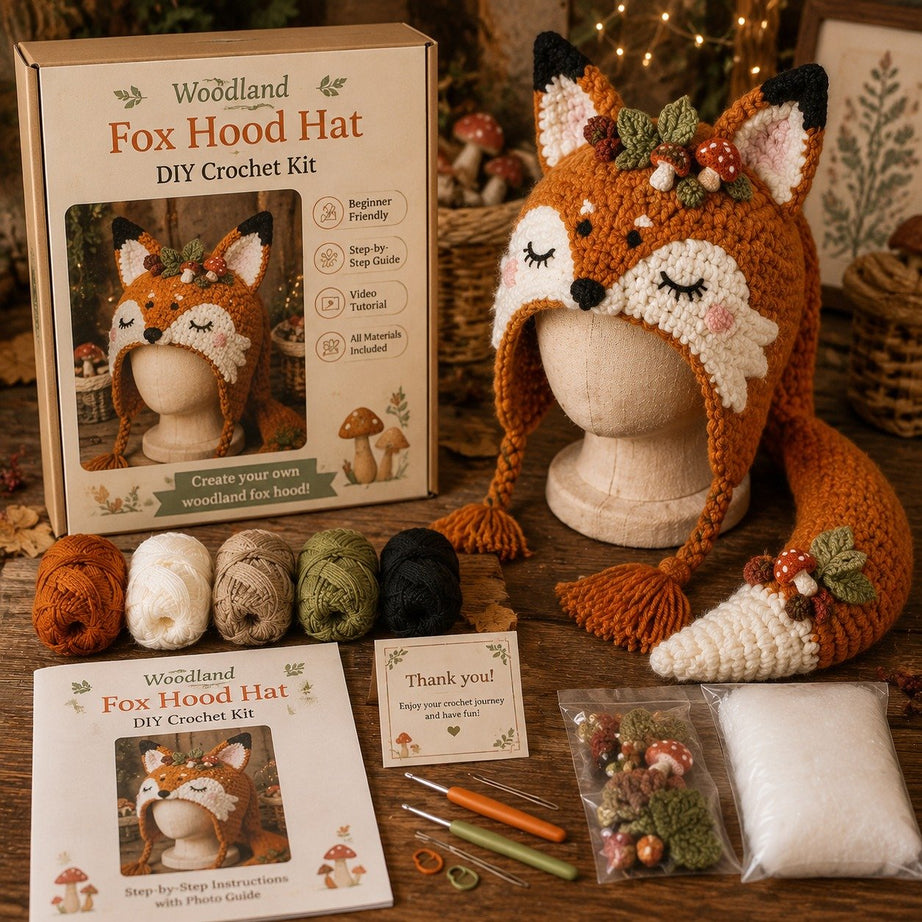 Fantasy Hood Hat DIY Crochet Kit – Create Your Own Magical Wearable Character Hat