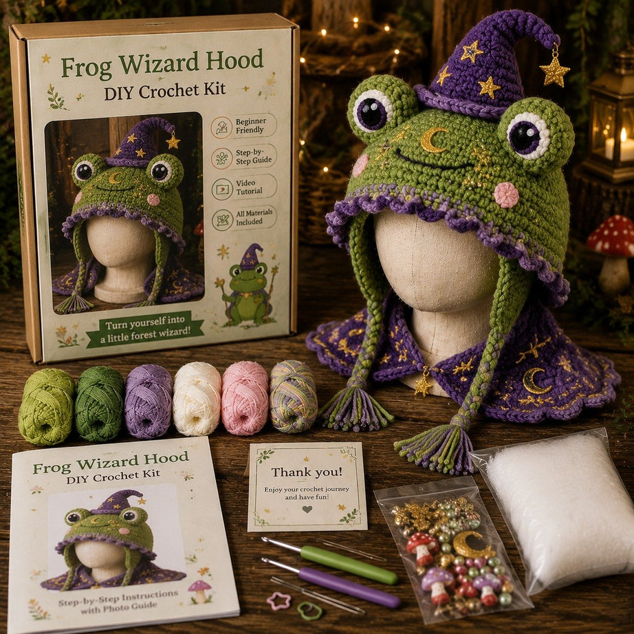 Fantasy Hood Hat DIY Crochet Kit – Create Your Own Magical Wearable Character Hat